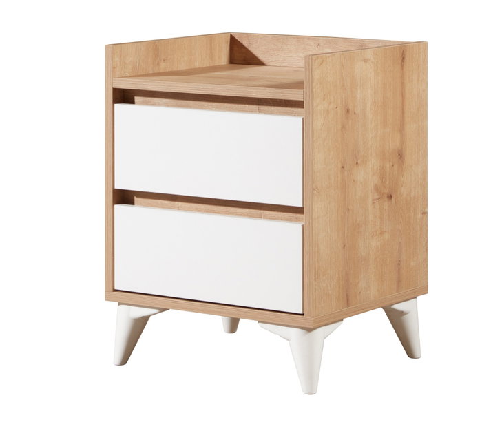 Tuvalle Mesilla de Noche 041 Roble Zafiro y Blanco Dormitorio 45x59x40cm Fabricada en Tablero de Partículas Recubierto de Melamina